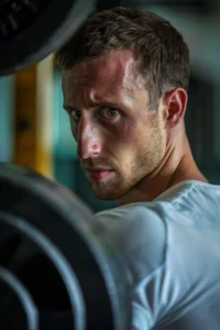 weight training man focused